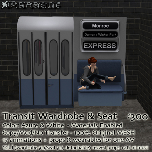%Transit Wardrobe & Seat (green/cream) *MESH* Delivery Box