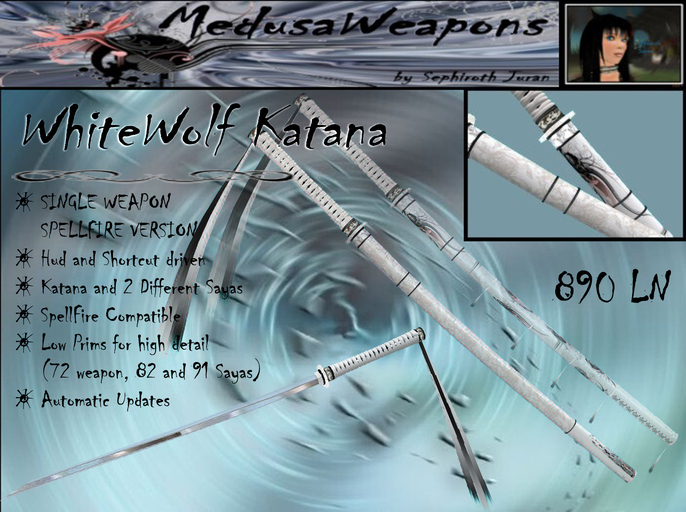 Second Life Marketplace Medusa Weapons WhiteWolf Single Katana 