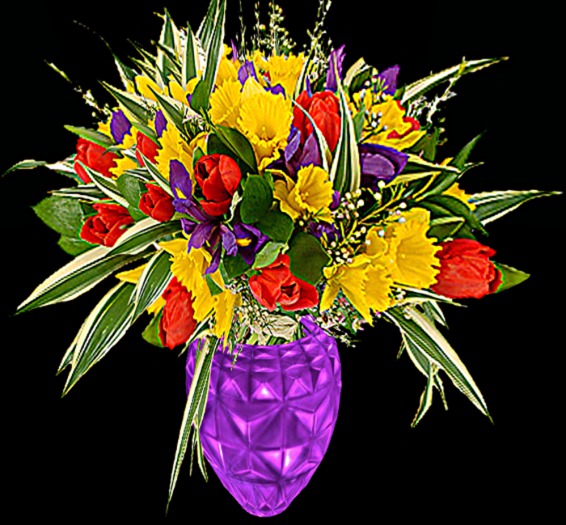SPRING RAINBOW QUALITY BOUQUET IN VASE