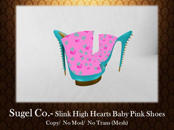 Sugel Co.- Slink High "Hearts Baby Pink" (Pair)