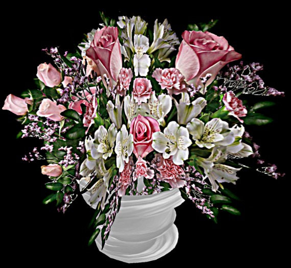 SPRING RAINBOW BOUQUET IN MESH VASE-BOXED OPEN ME