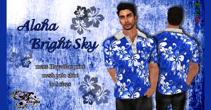 {Ms. B. Designs} Aloha Bright Sky Polo