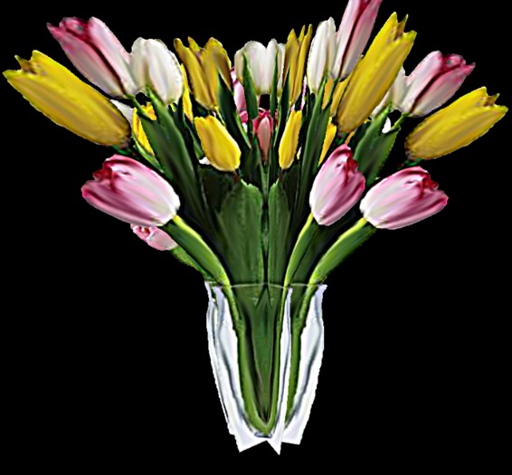 SPRING RAINBOW BOUQUET IN MESH VASE-BOXED OPEN ME