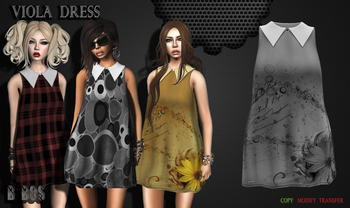 B BOS -Viola Dress-Flower Grey-