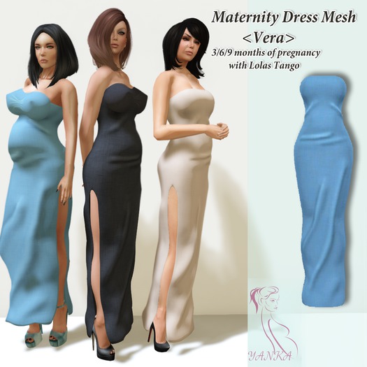 Maternity Dress Mesh <Vera>Blue