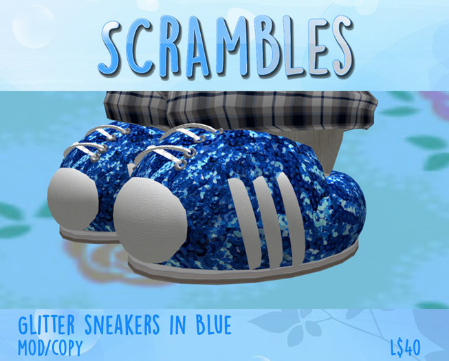 SCRAMBLES Blue Glitter Sneakers (boxed)