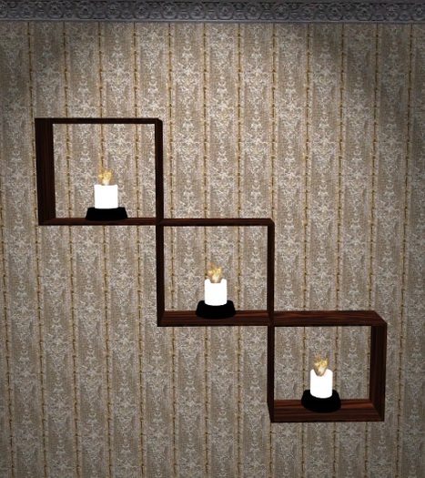 Wall Shelf W/ Flaming Candles