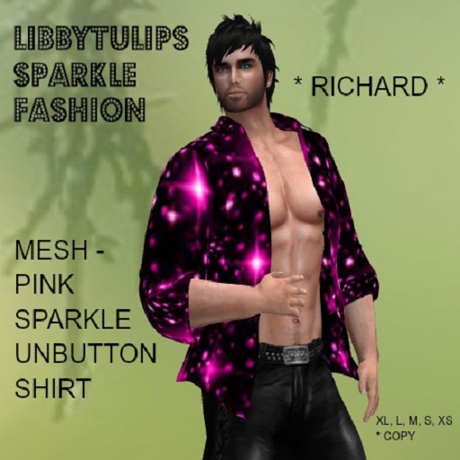 * Richard * Pink Sparkle Unbutton Shirt - Mesh