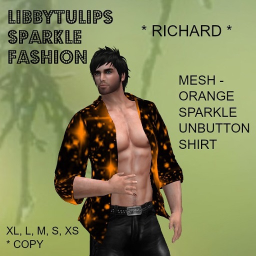 * Richard * Orange Sparkle Unbutton Shirt - Mesh