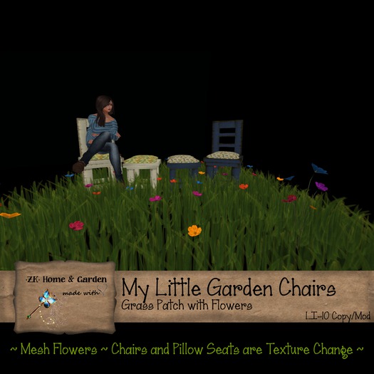 *ZK* My Little Garden Chairs & Grass with Mesh Flowers [Crate]