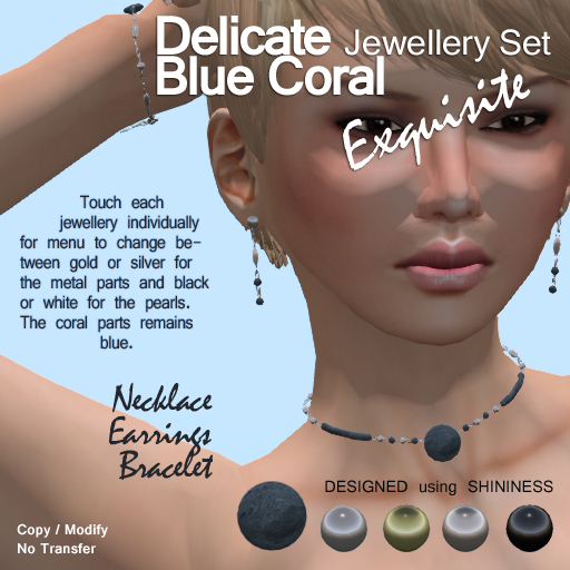 Delicate Blue Coral Exquisite Jewellery Set