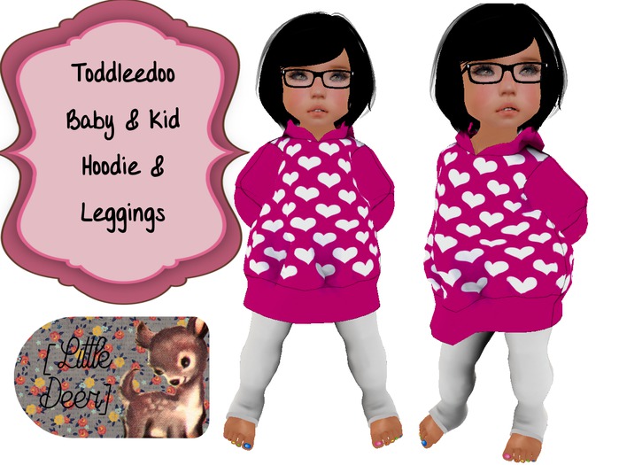 [Little Deer] Raspberry Hearts Hoodie Outfit