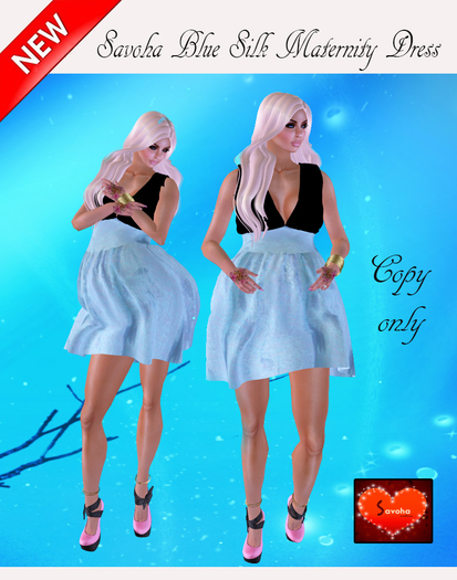 Savoha blue silk maternity dress