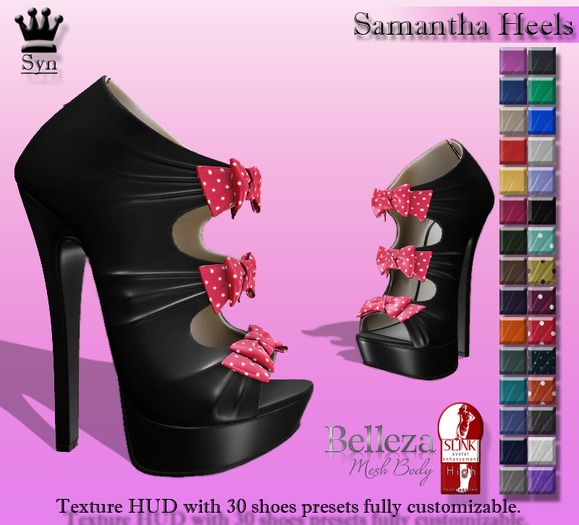 [Syn] Samantha Heels (Texture HUD, Slink, compatible with -Belleza- high feet)