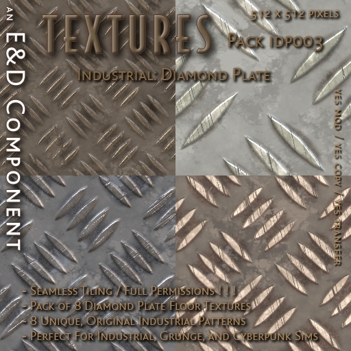 Second Life Marketplace - [IDP003] 8 Industrial Diamond Plate Textures ...
