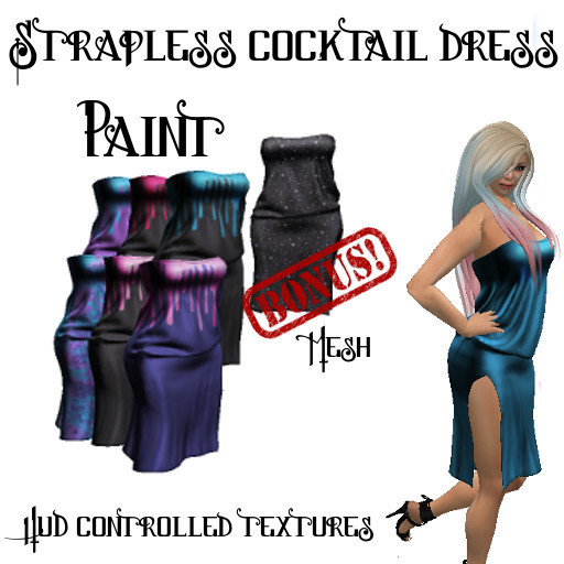 Strapless cocktail dress Paint 