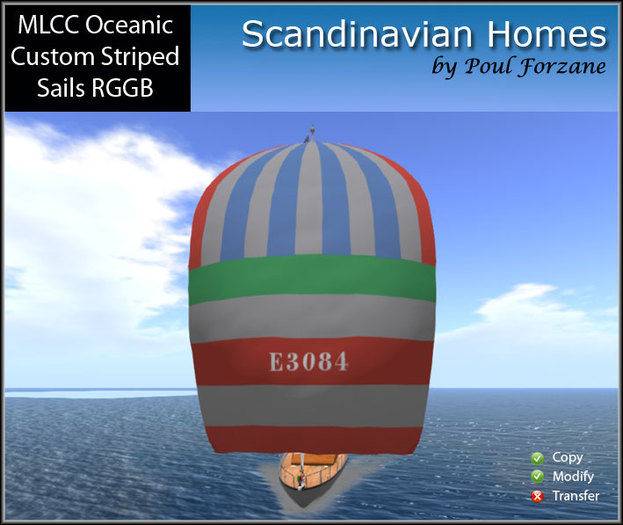 MLCC Oceanic Custom Striped Sails - RGGB