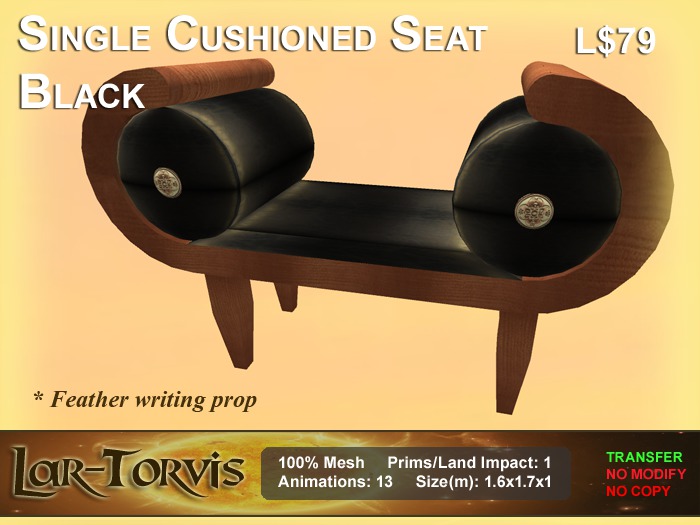 Single Cushioned Seat - Black