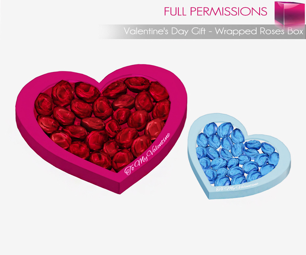 Full Perm Fitmesh Valentine's Day Gift - Wrapped Roses Box