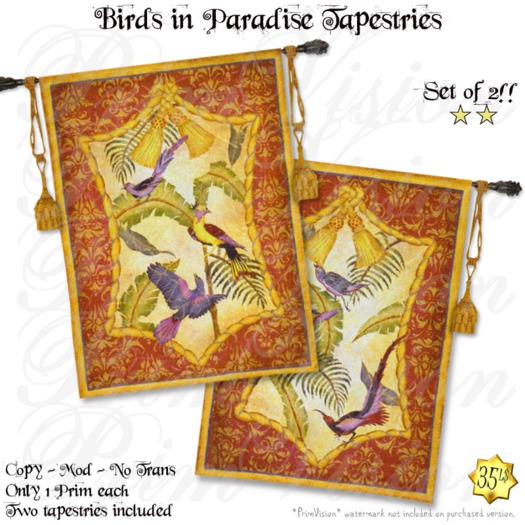 *PV* Birds in Paradise Tapestries ~ SET OF TWO!