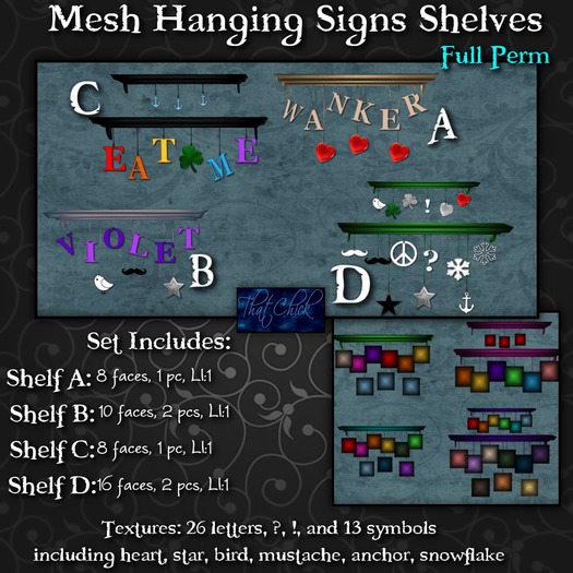 ~tc~ MESH Hanging Sign Shelves Set