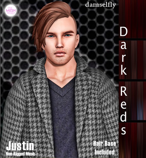 *~*Damselfly*~*Justin Non-Rigged Mesh Dark Reds
