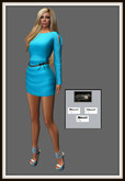 GG-Yolaine Mesh Shoulder Peep Dress-Cyan