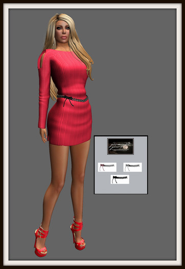 GG-Yolaine Mesh Shoulder Peep Dress-Red