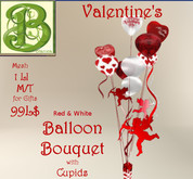 Red Valentines Balloons Bouquet Cupids MT, 1 Prim Mesh