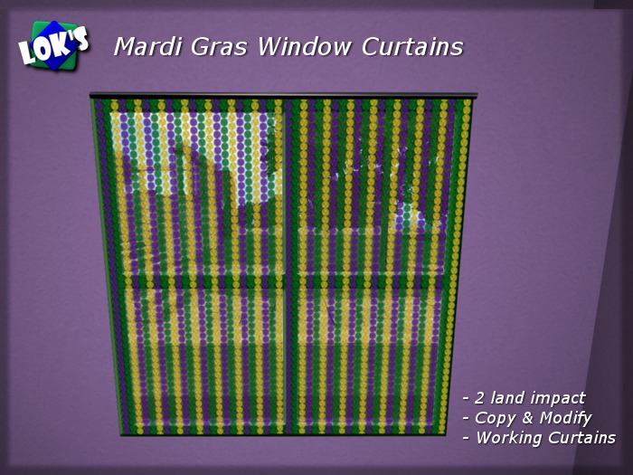 Lok's Mardi Gras Window Curtains / Drapes