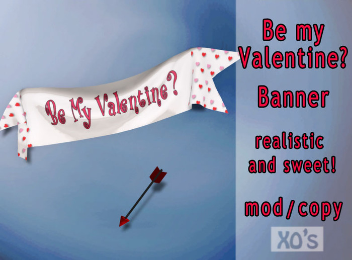 BeMyValentine? Banner red/gold hearts