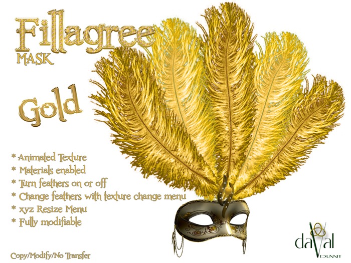 daVal Masks - Fillagree Animated - Gold