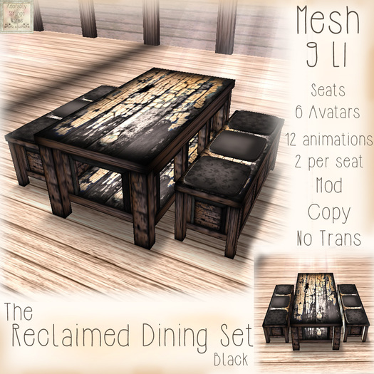 ~ASW~The Reclaimed Dining Set~Black