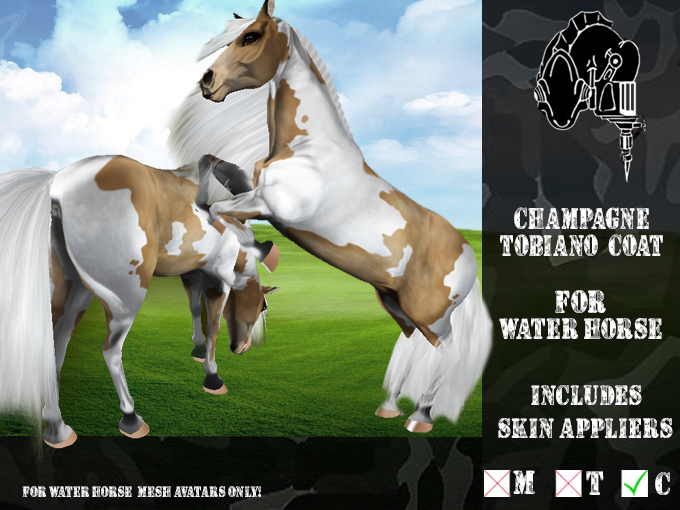 Second Life Marketplace - *CMFL* Water Horse-champagne tobiano coat (boxed)