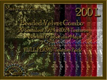 *Kushi* Beaded Velvet Combo Seamless Textures Materials Ready Full Perms High Res 1024x1024 Tileable Repeating