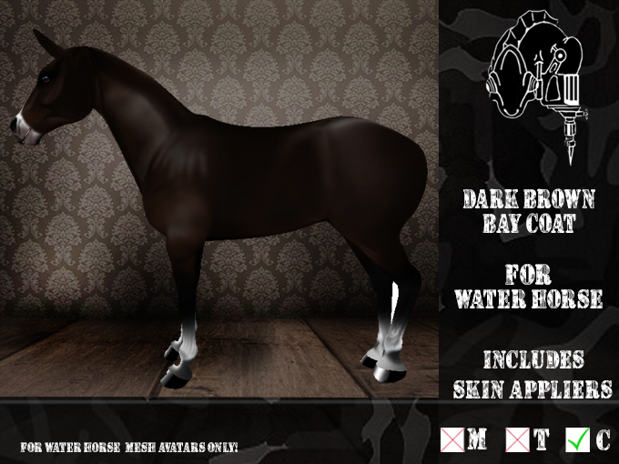 Second Life Marketplace - *CMFL* Water Horse-bay coat dark brown (boxed)