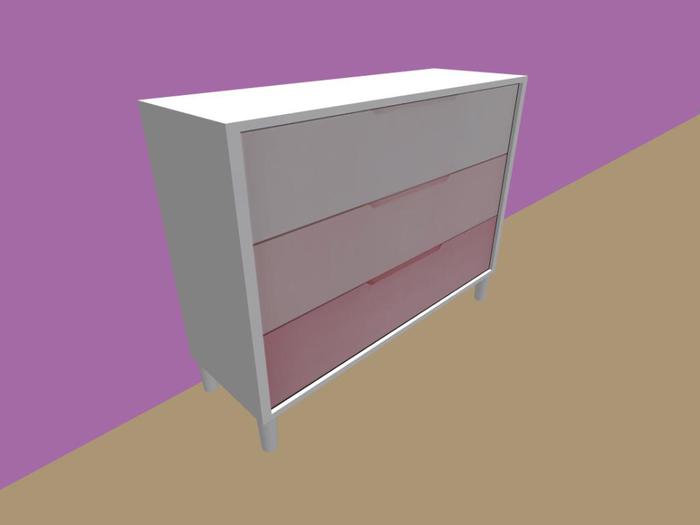Pink Chromatic 3-Drawer Dresser