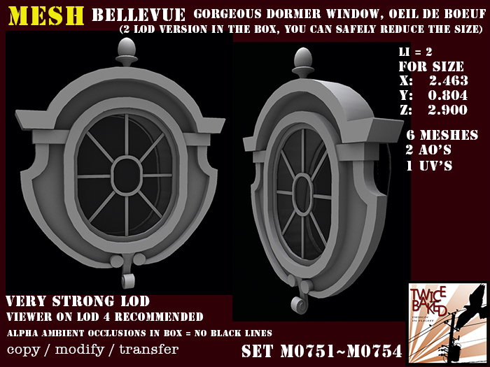Gorgeous FP mesh dormer window (oeil de boeuf) only 2 Li M0751 M0754