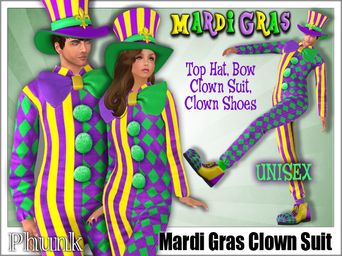 [Phunk] Unisex Mardi Gras Clown Suit