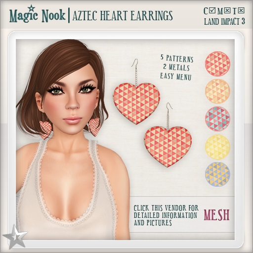 [MAGIC NOOK] Aztec Heart Earrings MESH