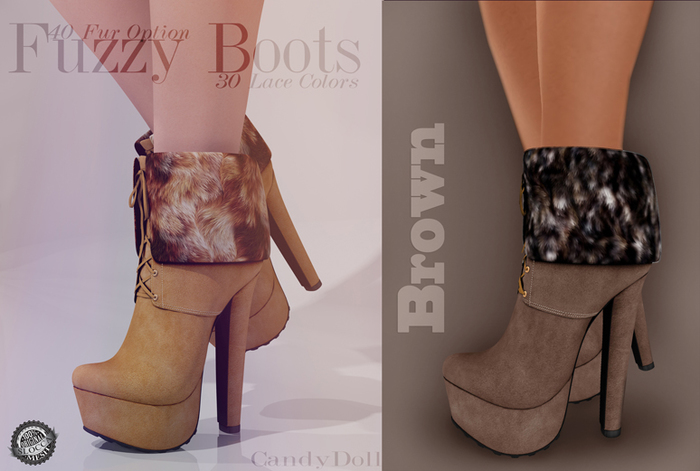 _CandyDoll_ Fuzzy Boot Brown