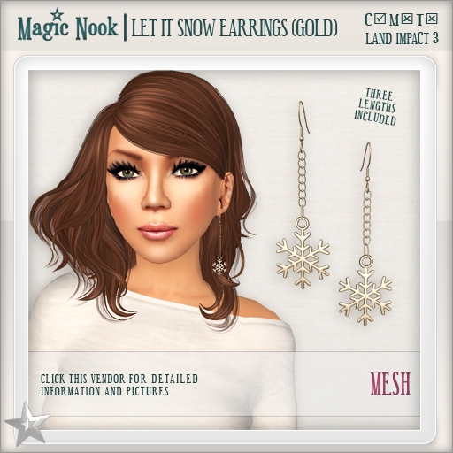 [MAGIC NOOK] Let It Snow Earrings (Gold) MESH