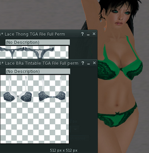 *HB* Lace Bra & Thong TIntable Template TGA files Full Perm