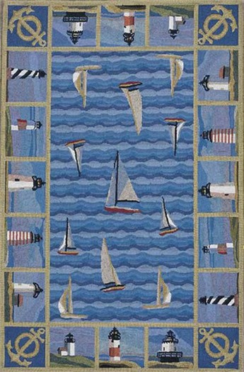 Blue lighthouses rug