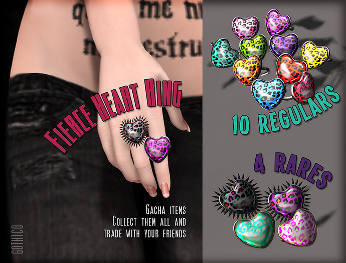 Goth1c0: Fierce Heart Ring - Pink