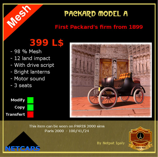 Packard model A 1899