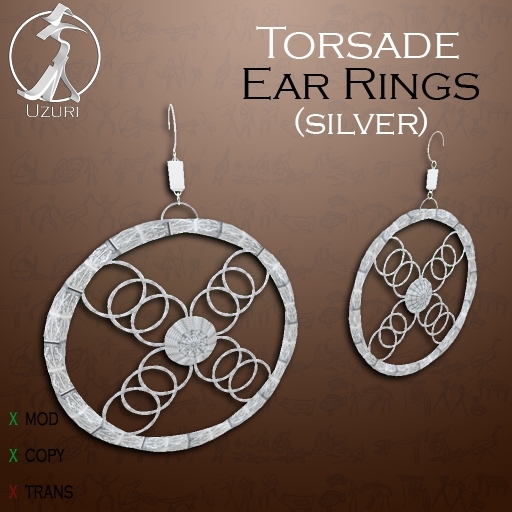 -=UZURI=- Torsade Silver Ear Rings