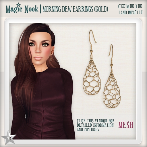 [MAGIC NOOK] Morning Dew Earrings (Gold) MESH