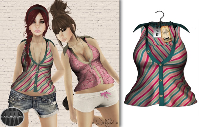 Waffle! Sleeveless Shirt [candy stripe]