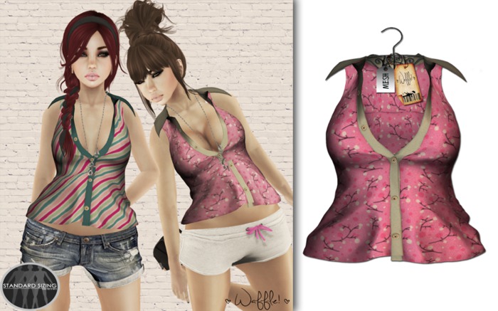 Waffle! Sleeveless Shirt [peony]